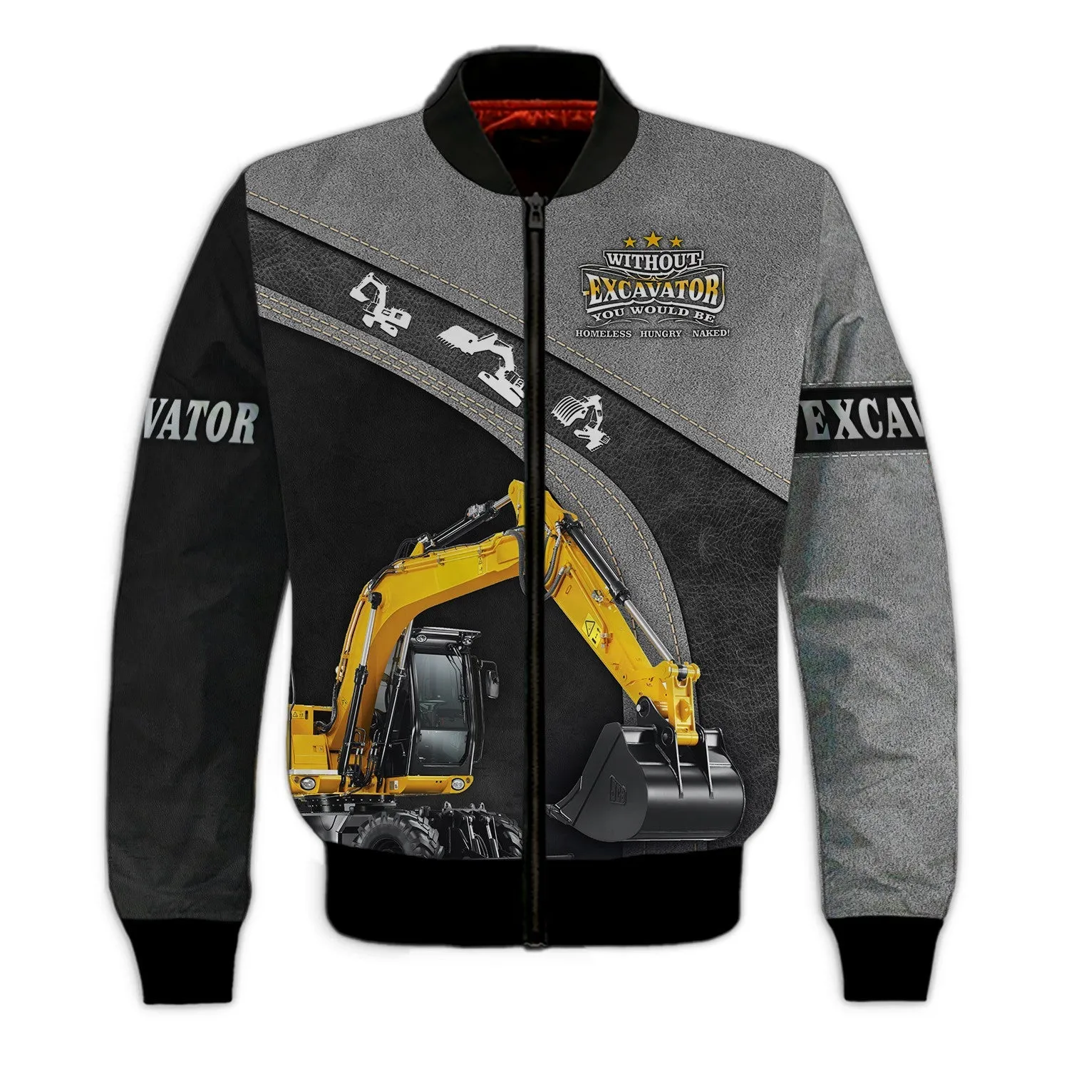 Excavator Old Man 3D All Over Printed Shirts Sweatshirt Zip Hoodie Bomber, Gift For Excavator Man