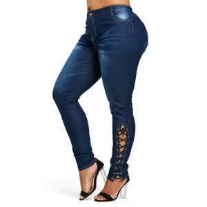 Fashionable Ladies' High Waist Zippered Button Fly Jeans Skinny