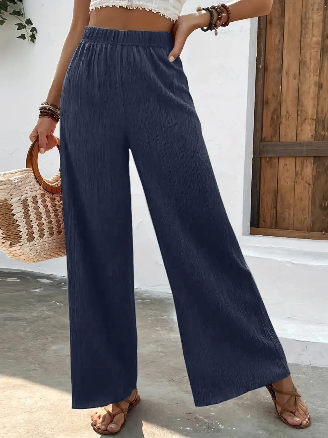 Full Size High Waist Wide Leg Pants