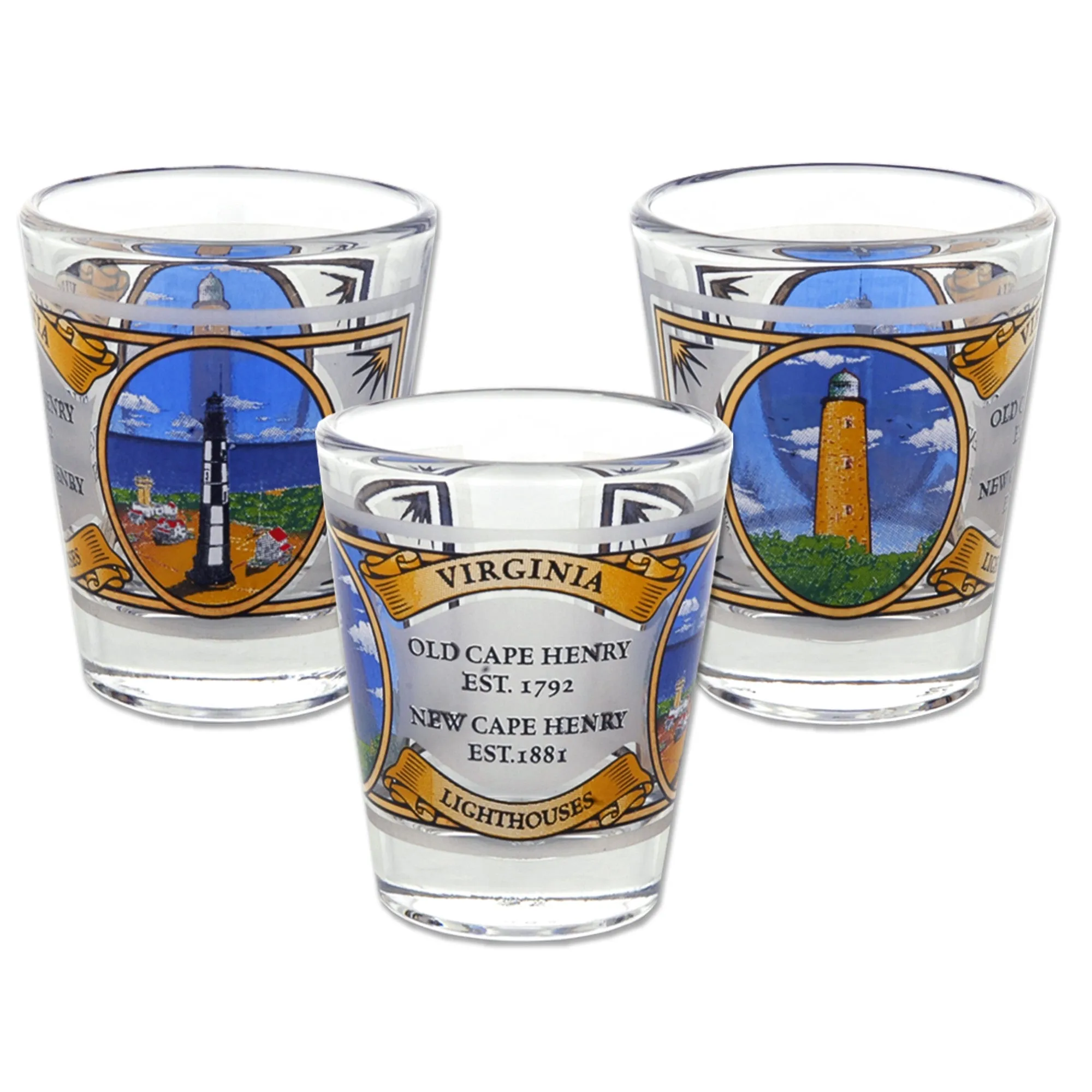 GLVA22 Shot Glass Cape Henry Lighthouses History