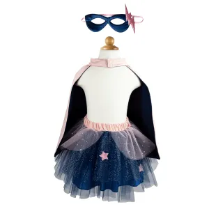 Great Pretenders Super-Duper Tutu Skirt, Cape & Mask Play Costume Set – Pink & Navy