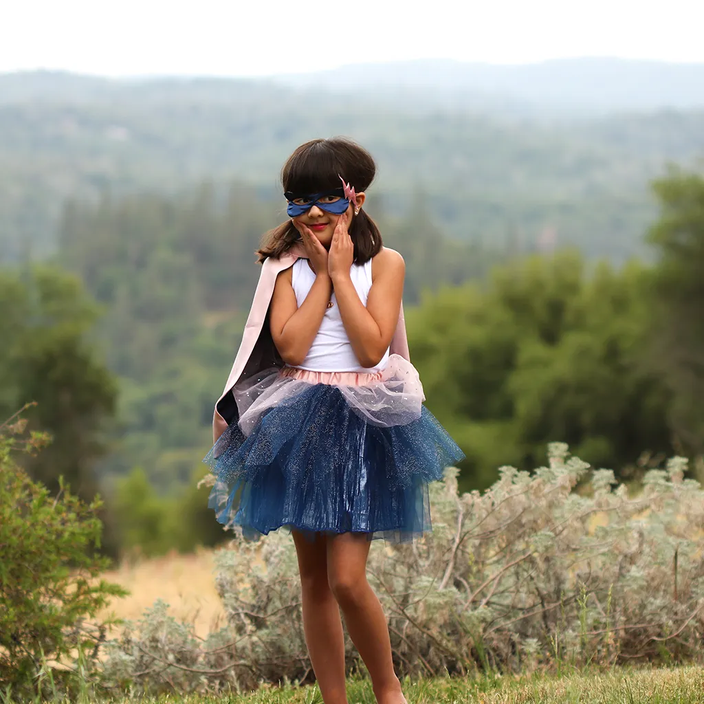 Great Pretenders Super-Duper Tutu Skirt, Cape & Mask Play Costume Set – Pink & Navy