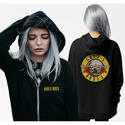 Guns N' Roses Unisex Zipped Hoodie: Classic Logo (Back Print)