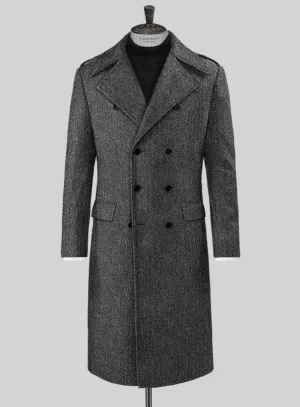 Harris Tweed Dark Gray Herringbone GQ Overcoat