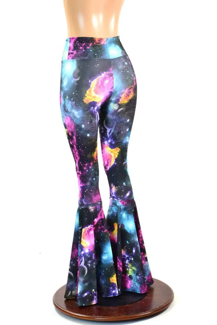 High Waist Bell Bottom Flares in Galaxy