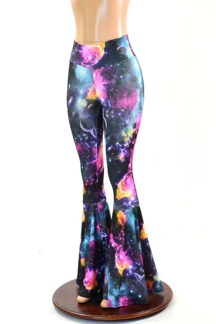 High Waist Bell Bottom Flares in Galaxy