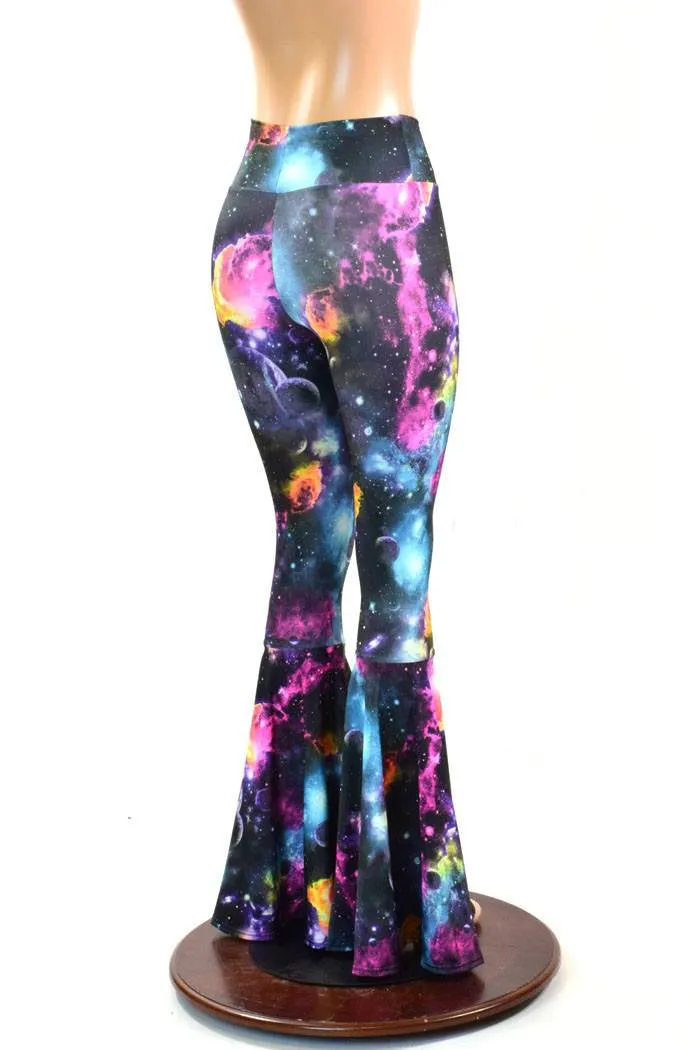 High Waist Bell Bottom Flares in Galaxy