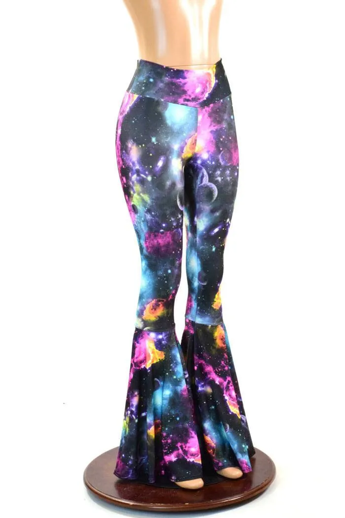 High Waist Bell Bottom Flares in Galaxy