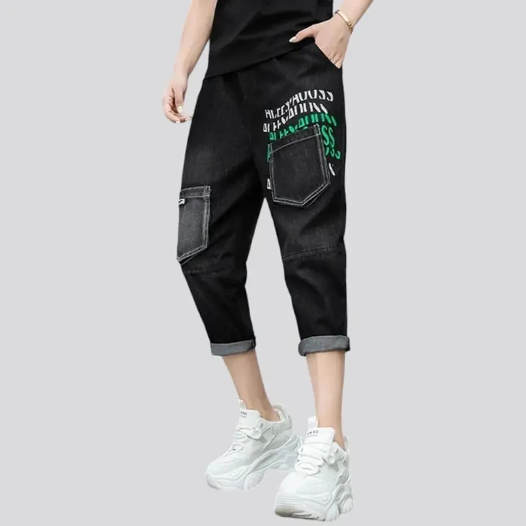 High-waist black denim pants for women