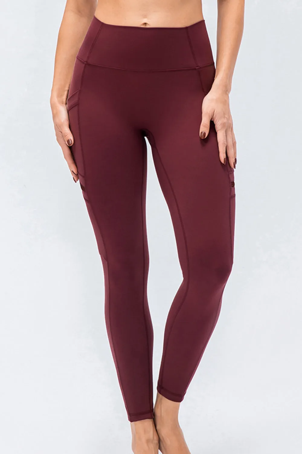 High Waist Exposed Seam Leggings with Zipper Pockets