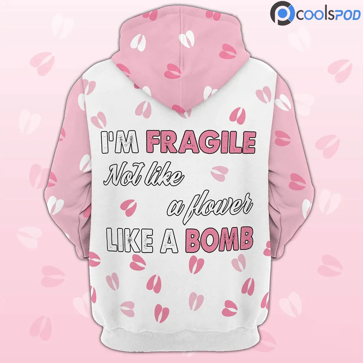 Holstein Hoodie For Her, I'm Fragile Not Like A Flower Like A Bomb 3D Hoodie For Wife, Gift For Wife