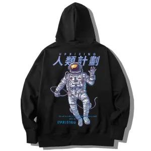 Hoodie Sweatshirt Mens Black Polyester Casual Astronaut  Male LONG Sleeve O-neck Tops New Design Hoodie  Men