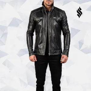 Hudson Black Leather Biker Jacket