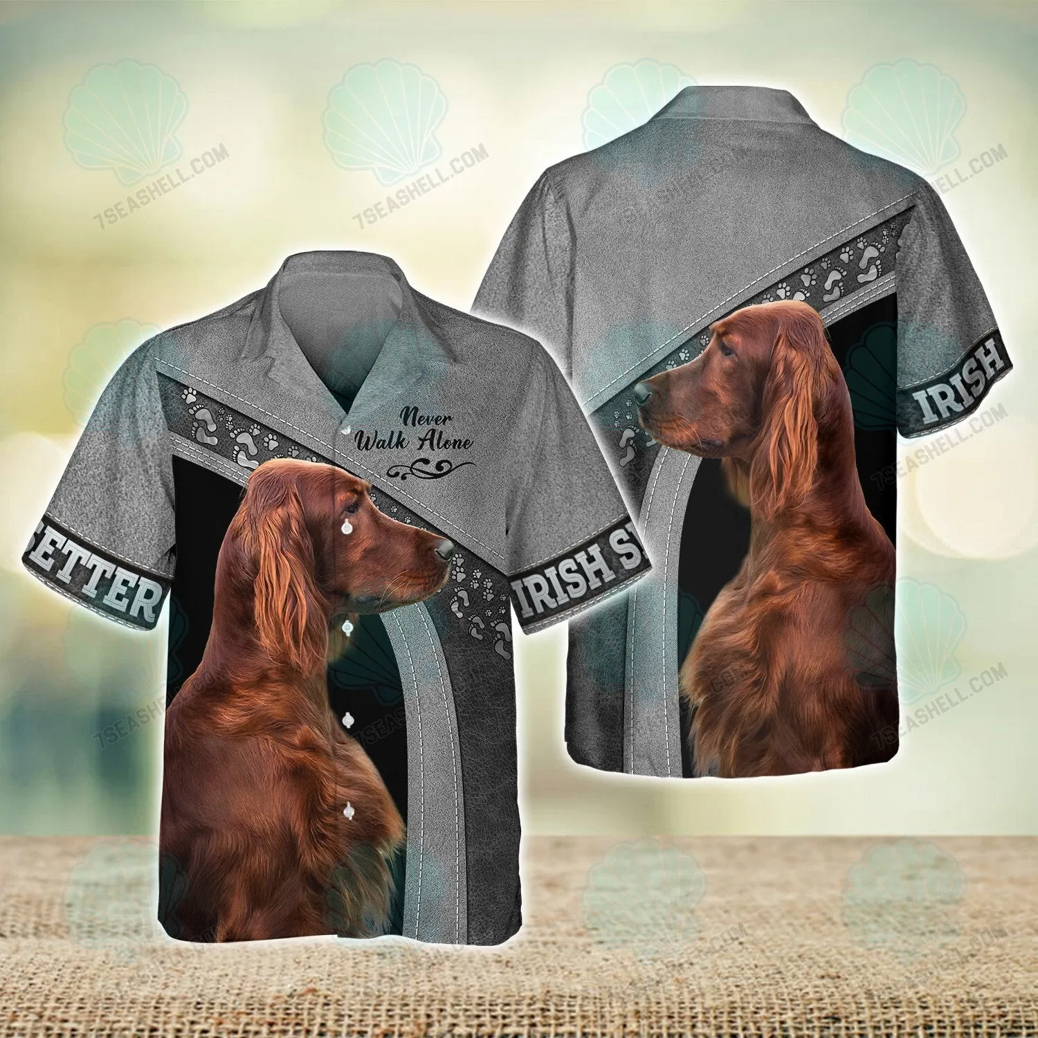 Irish Setter Love Never Walk Alone 3D Full Print Shirts, Christmas Dog Memorial Gifts for loss of Dog