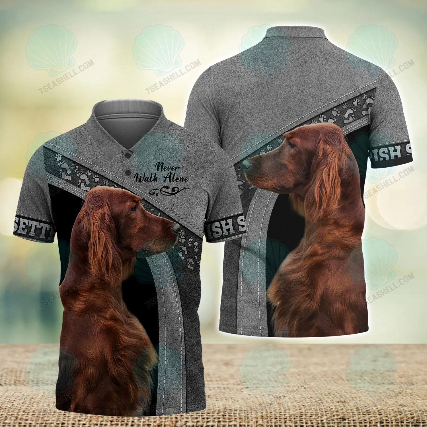 Irish Setter Love Never Walk Alone 3D Full Print Shirts, Christmas Dog Memorial Gifts for loss of Dog