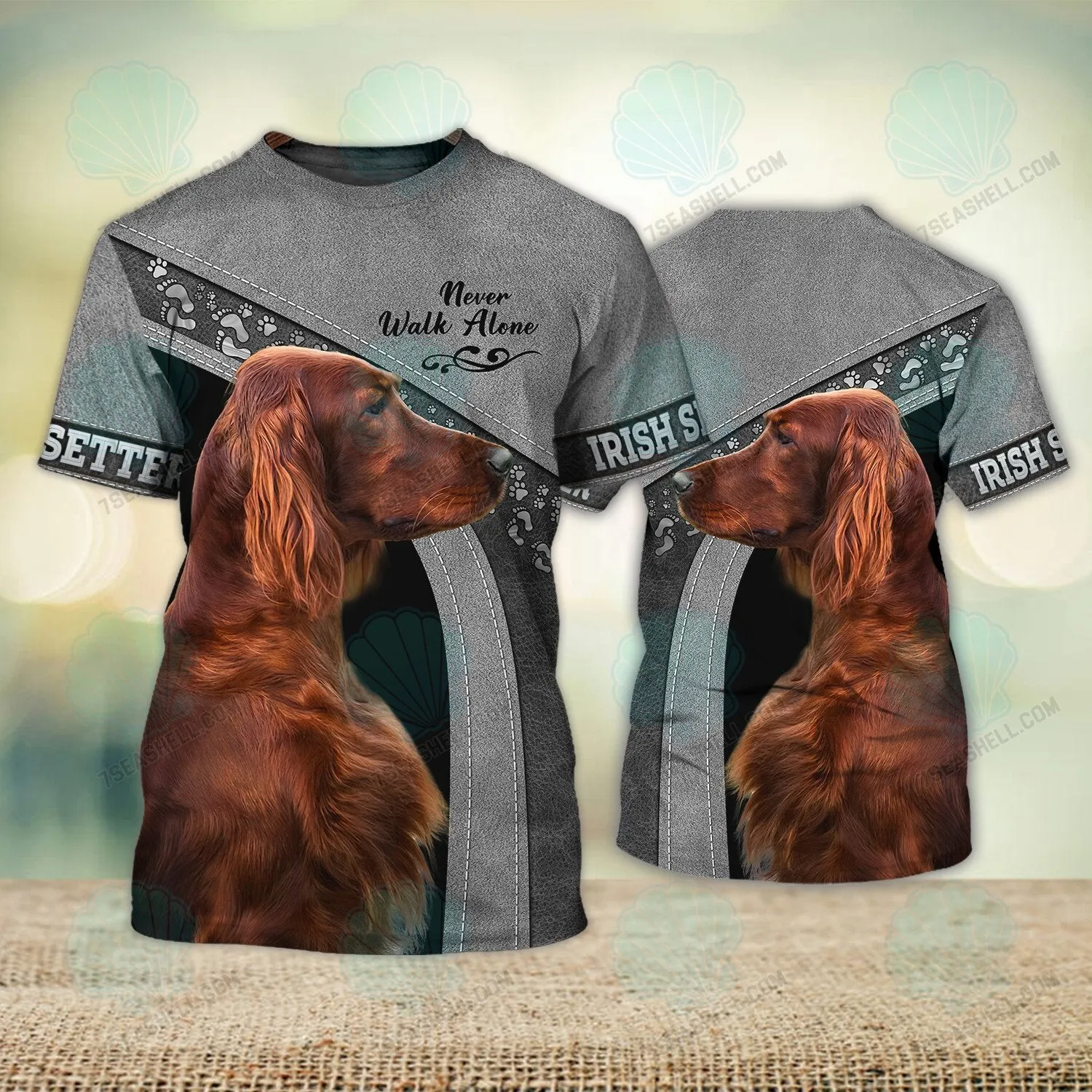 Irish Setter Love Never Walk Alone 3D Full Print Shirts, Christmas Dog Memorial Gifts for loss of Dog