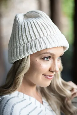 It's A Warm Winter White Chenille Beanie