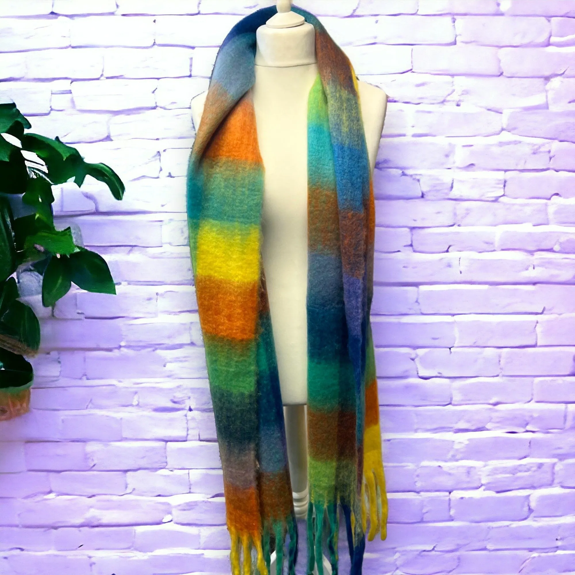 Jess & Lou Colour Block Multi Super Soft Checked Winter Scarf SW560