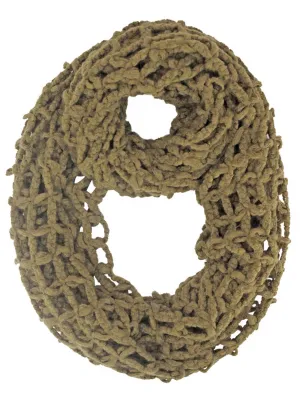 Khaki Open Caged Knit Winter Infinity Scarf