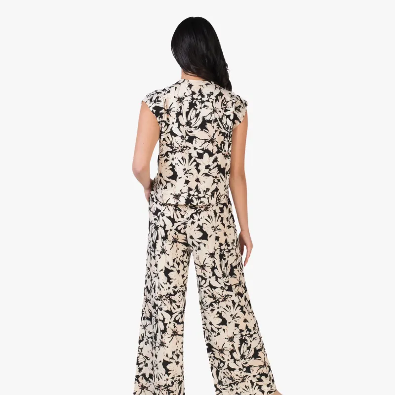 LatteLove Mock Neck Top & High Waist Pant Set Painted Floral