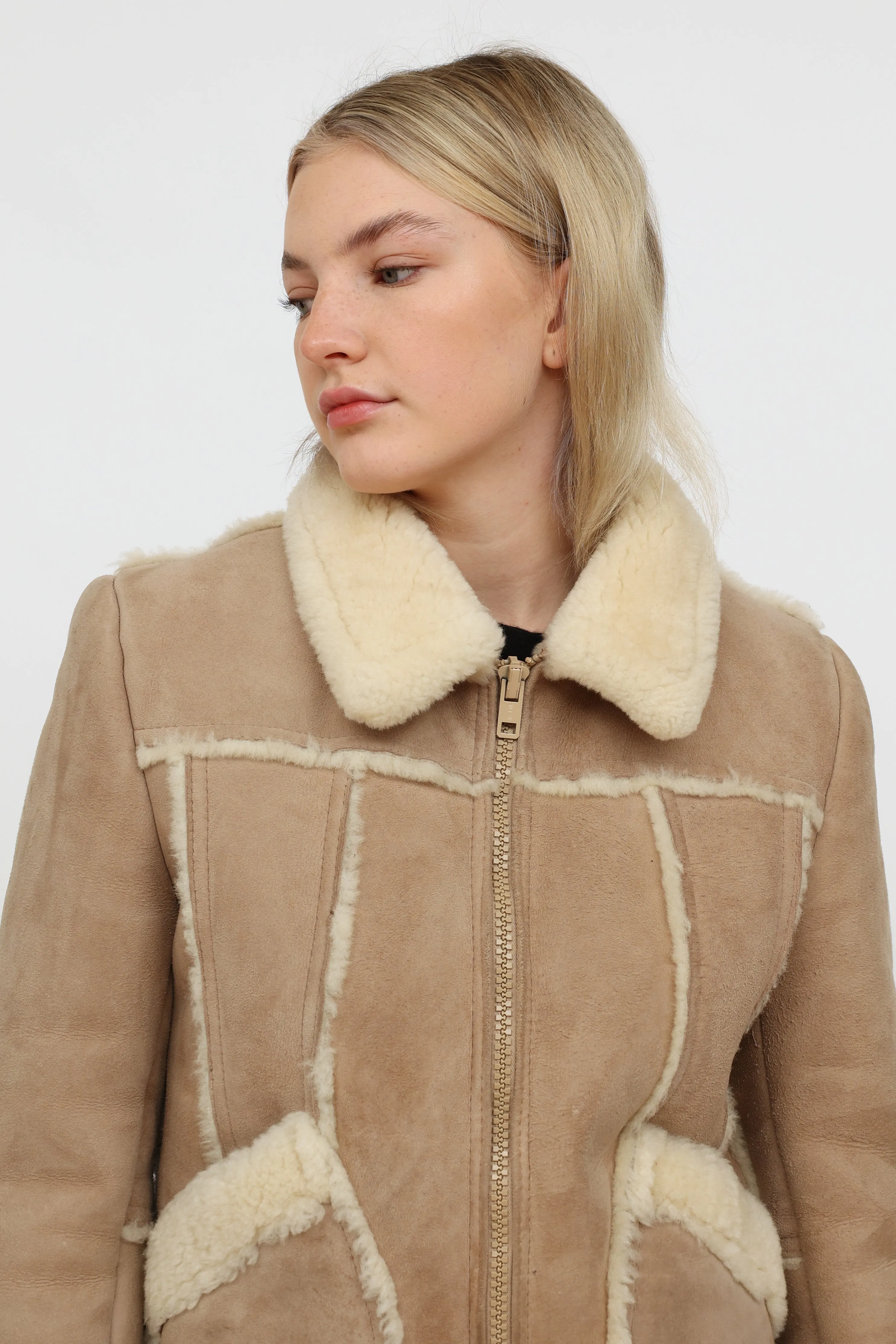 Leather Attic Vintage Beige Shearling Jacket