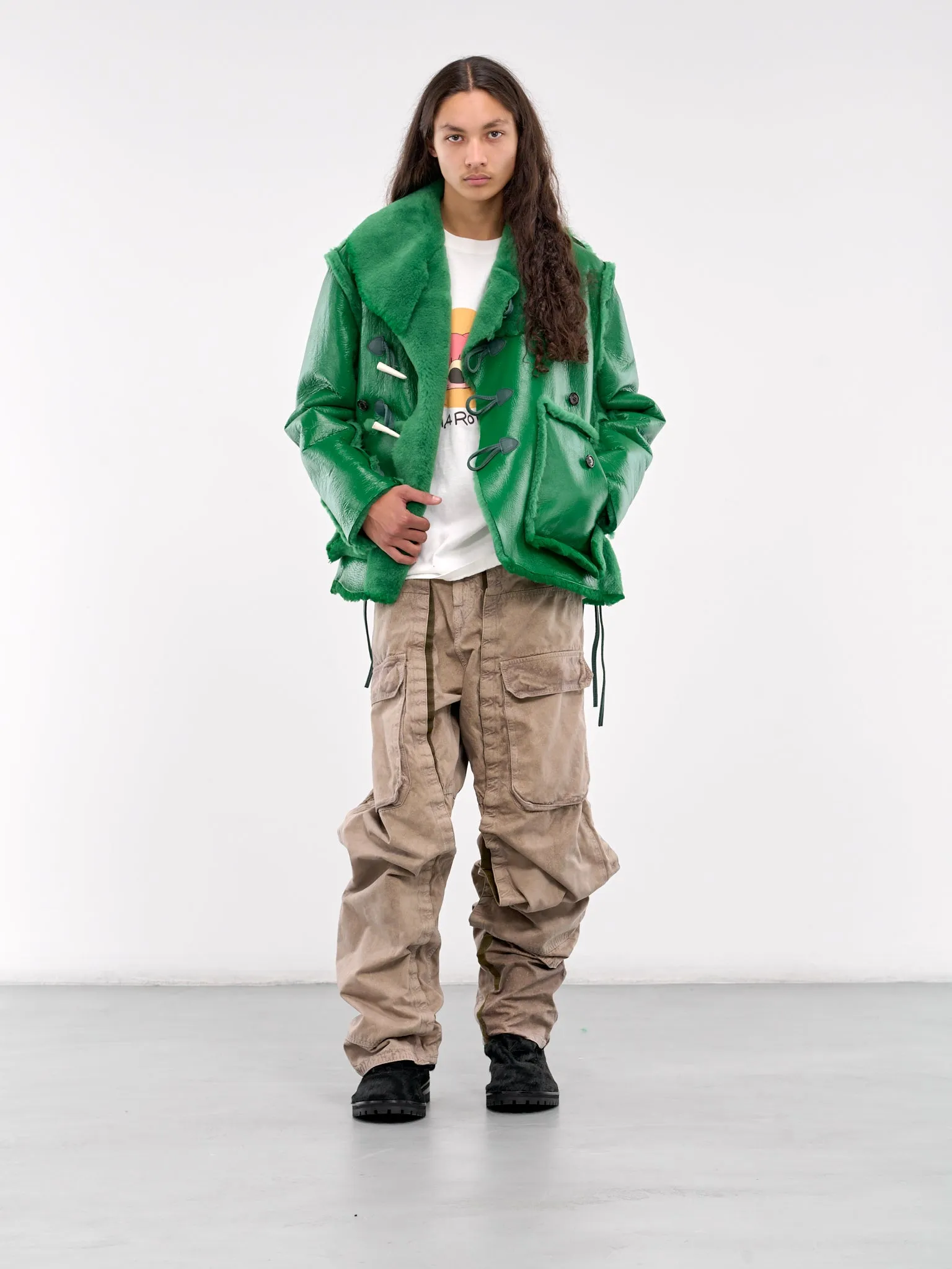 Leather Shearling Jacket (LT-SV-NYA-1001-GREEN)