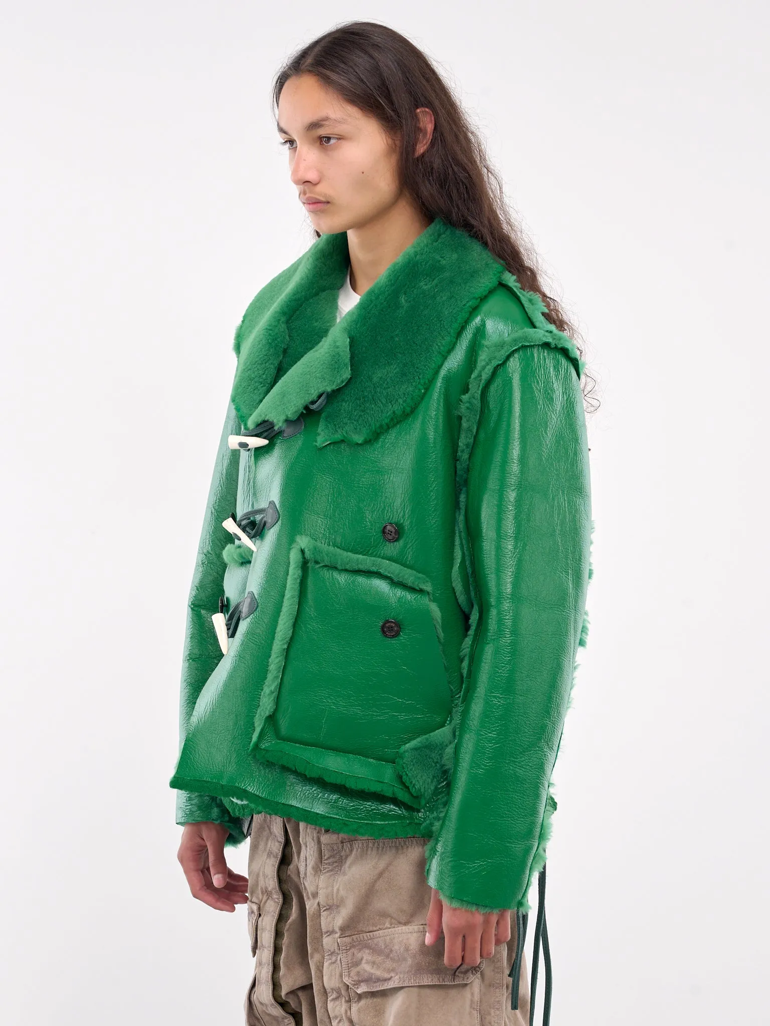 Leather Shearling Jacket (LT-SV-NYA-1001-GREEN)