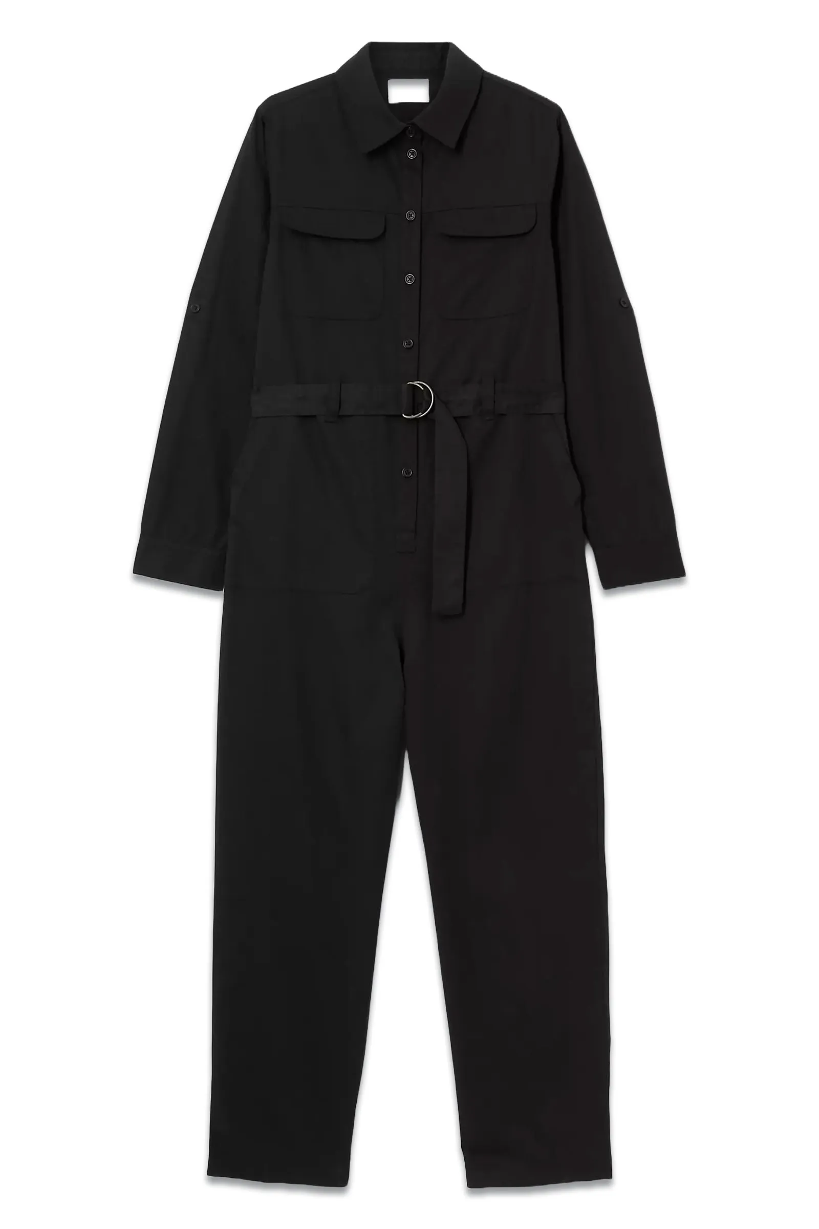 Long Sleeve Utility Jumpsuit, Black