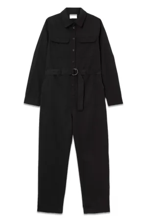 Long Sleeve Utility Jumpsuit, Black