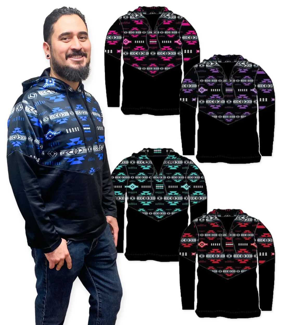 <font color="red">NEW!</font> XX-LARGE Turquiose Traditional Southwest Hoodie Pullovers!