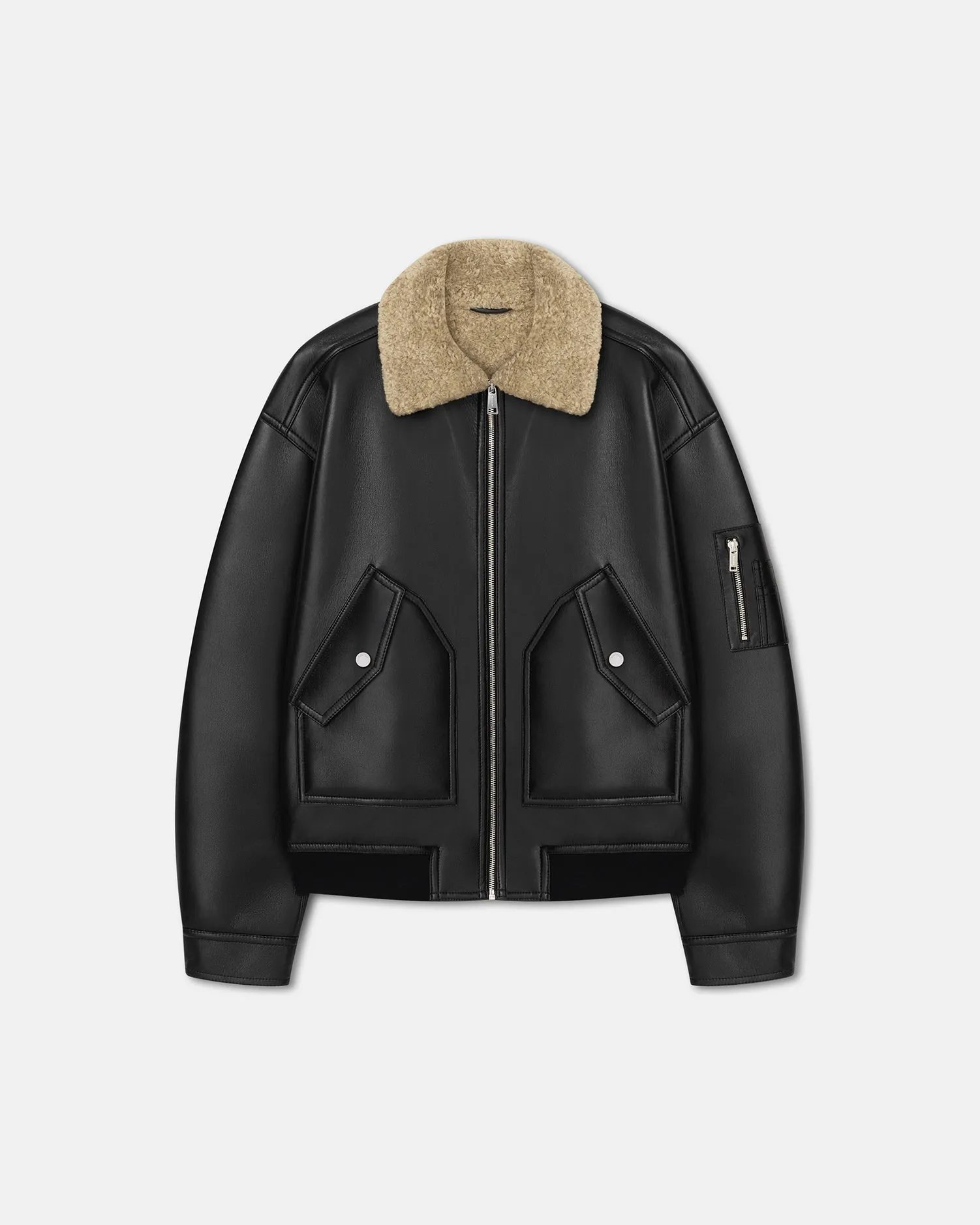 Lude - Bonded Shearling Flight Jacket - Cornstalk/Black