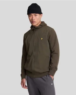 Lyle & Scott Hybrid Zip Hoodie/Olive - New AW24