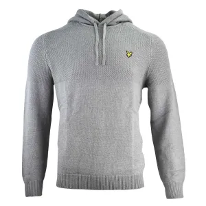 Lyle & Scott Seed Stitch Knitted Hoodie - Mid Grey Marl