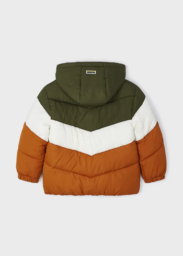 Mayoral Boys Orange and Green Colourblock Puffer Coat