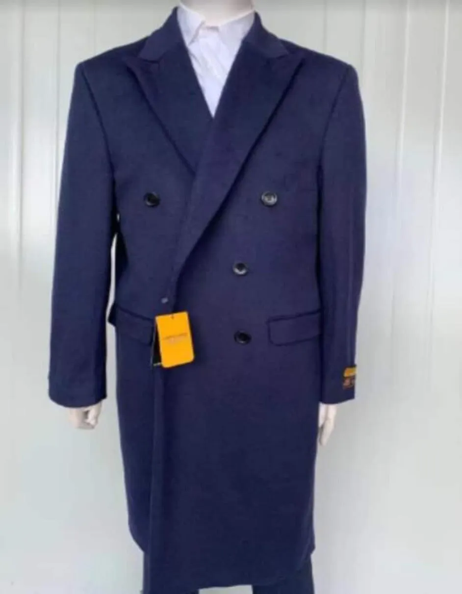 Mens Overcoat - Topcoat For Men - Winter Fabric- Mens Cashmere Blend Blue Coat Full length - Cashmere Overcoat