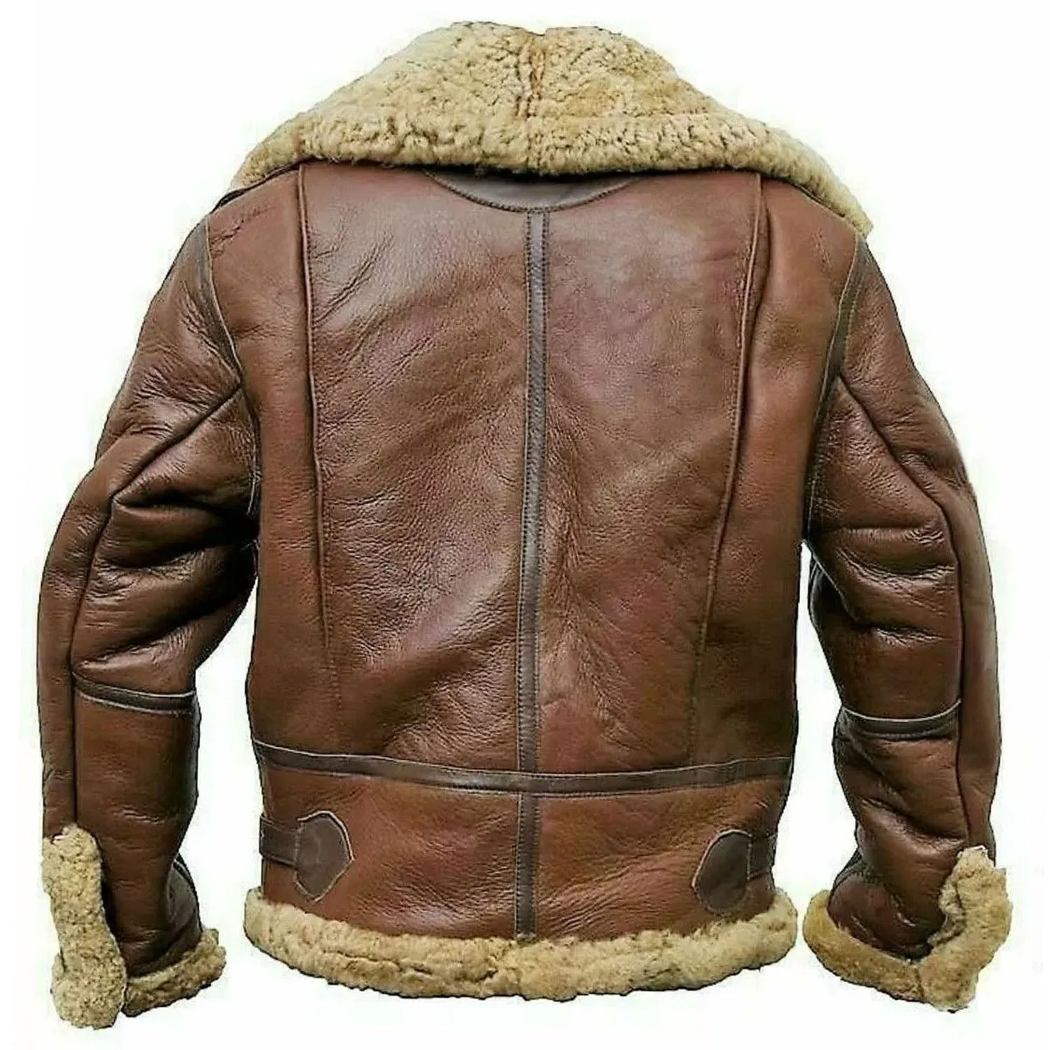 Men's Pilot B3 Bomber Brown Aviator Fur Shearling Leather Jacket