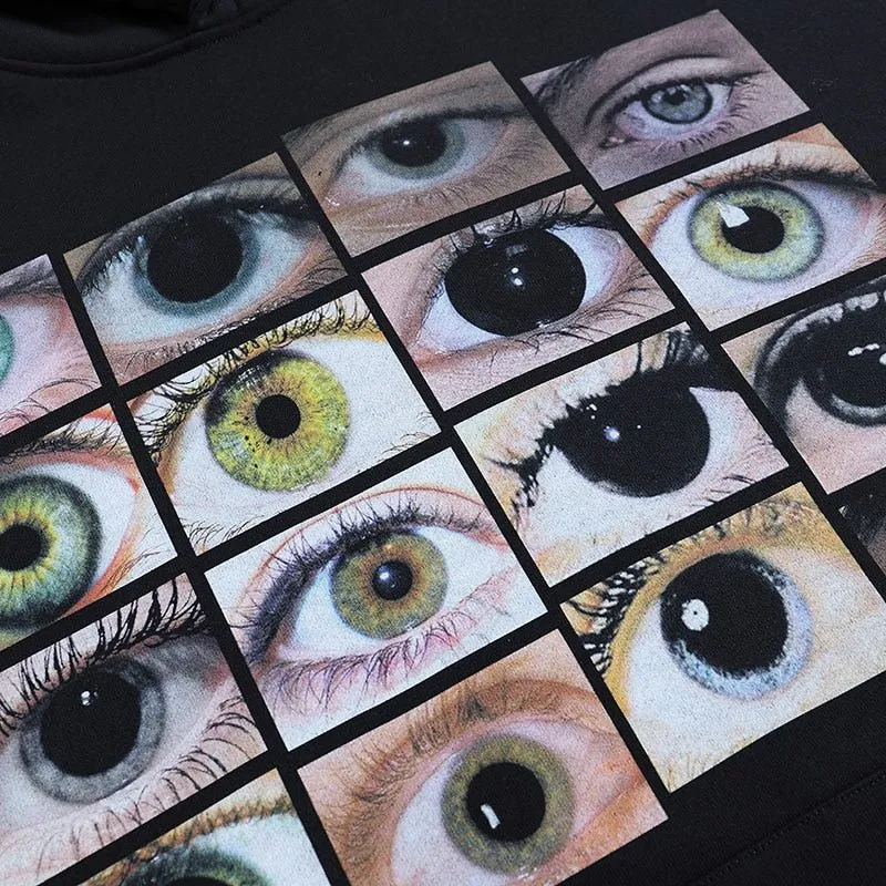 Men's Streetwear Hoodie Sweatshirt with Eyes Print