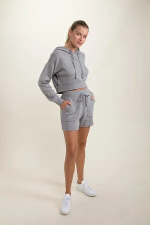 Mono B Lounge-to-Street Cropped Hoodie - Grey