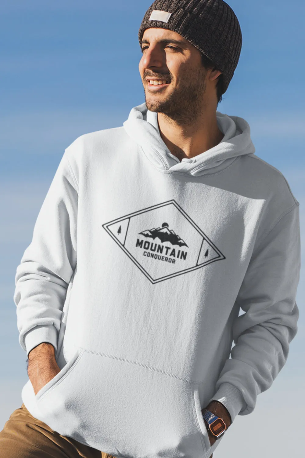 Mountain Conqueror Premium Non Zipper White Hoodie