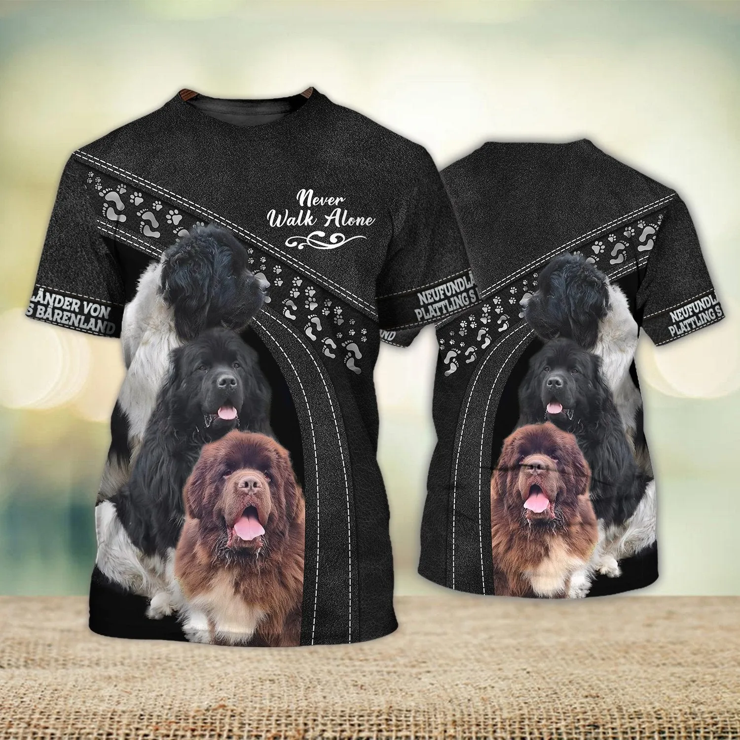 Neufundländer von Plattling s Bärenland Black Love Never Walk Alone 3D Full Print Shirts, Shirt For Dog Lovers, Dog Memorial Gifts for loss of Dog