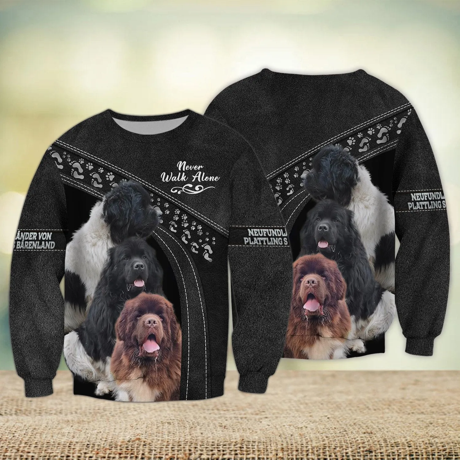 Neufundländer von Plattling s Bärenland Black Love Never Walk Alone 3D Full Print Shirts, Shirt For Dog Lovers, Dog Memorial Gifts for loss of Dog