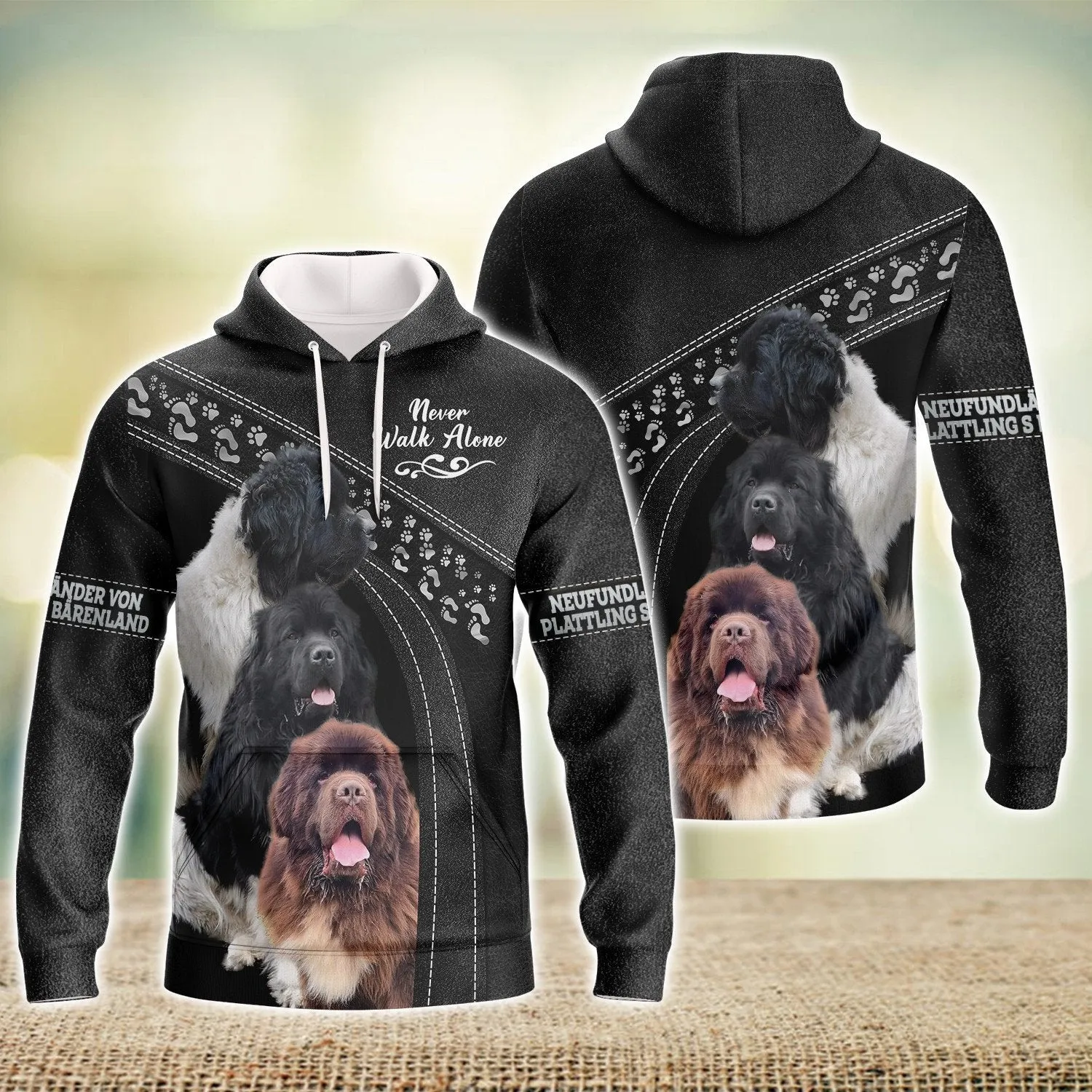 Neufundländer von Plattling s Bärenland Black Love Never Walk Alone 3D Full Print Shirts, Shirt For Dog Lovers, Dog Memorial Gifts for loss of Dog