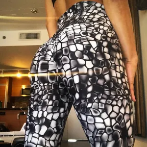 New High Waist Print Sports Pants