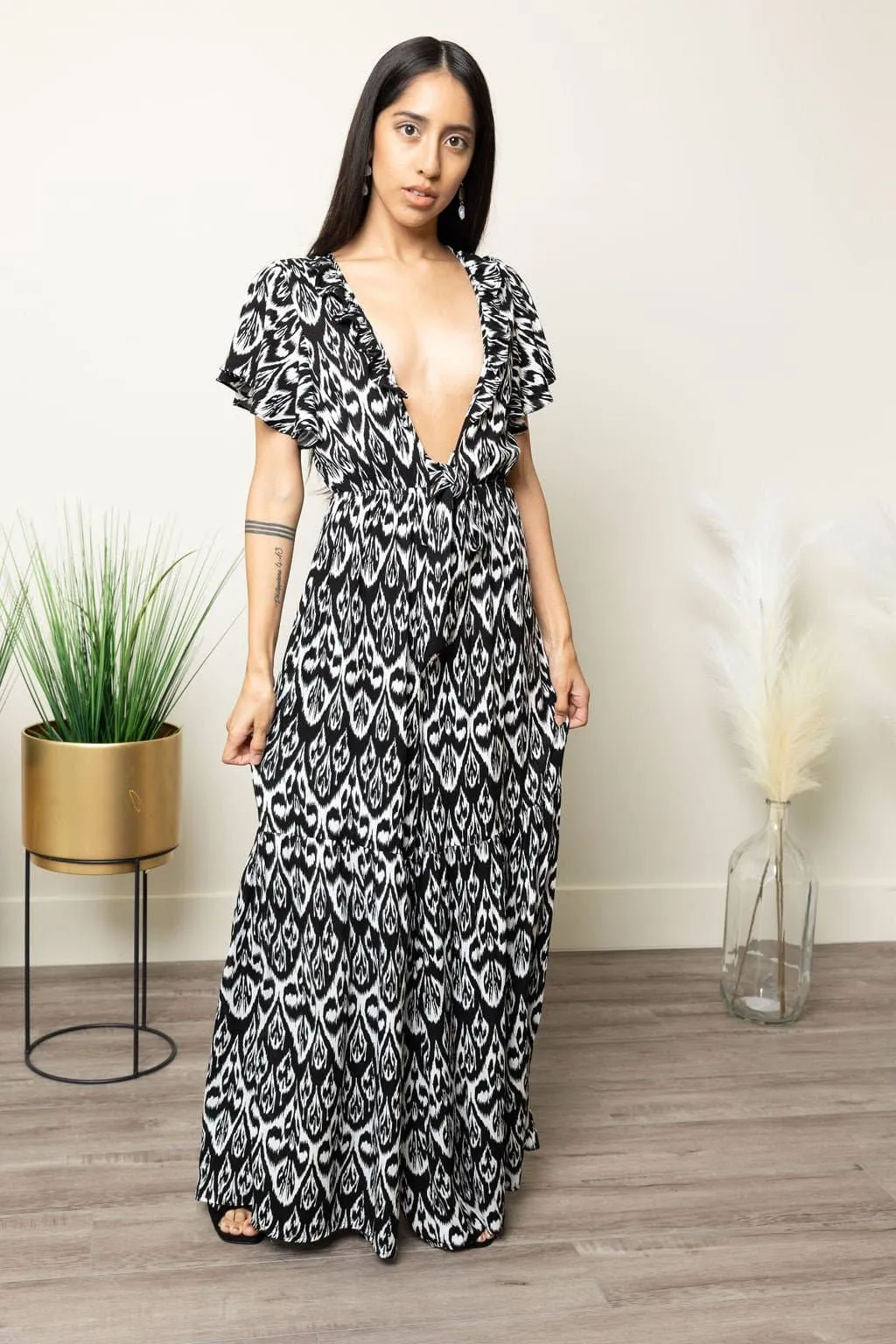 Nightline Elegant Full Length Maxi Jumpsuit - Black