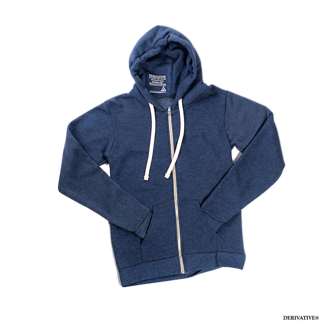 Organic Cotton & Recycled Polyester Zip Up Hoodie - Heather Navy