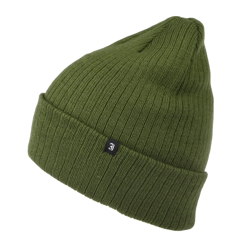 Oversized Ribknit Beanie Hat - Olive Wholesale