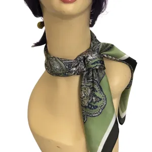 Paisley Necktie Poly Silk Scarf - Motif Green