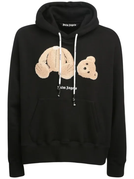 Palm Angels   Bear embroidery cotton hoodie 