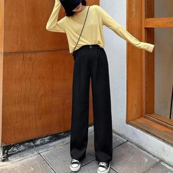 Pants With Wide Leg And Pleated Details