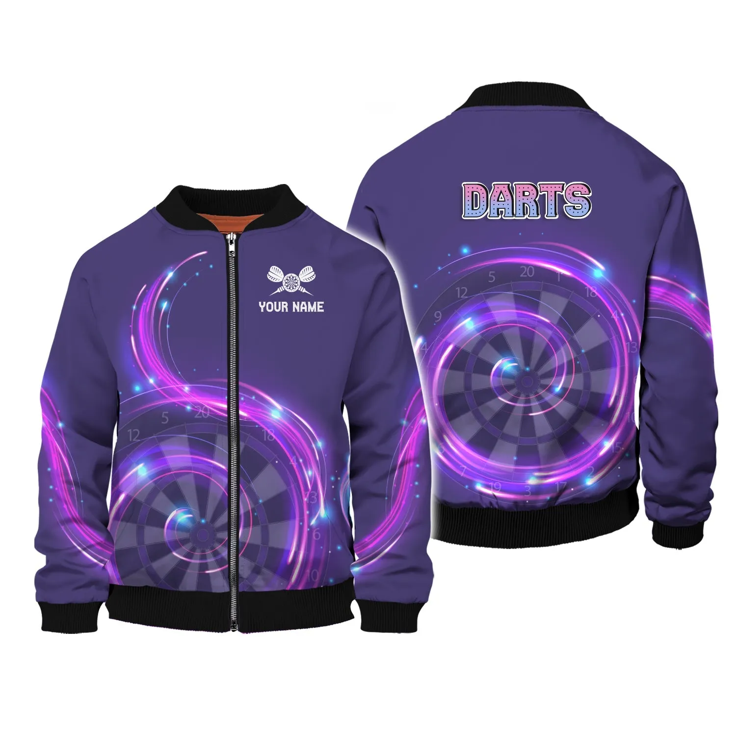 Personalized Name Darts Purple 3D Printed Sweatshirt Hoodie Shirts, Gift for Dart Lovers Christmas